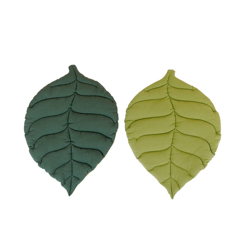 NNEDSZ 1 Pcs Yellow Leaf-Shaped Pet Sleeping Mat - Durable Dog Floor Pad & Cat Bed for Sleeping and Playtime