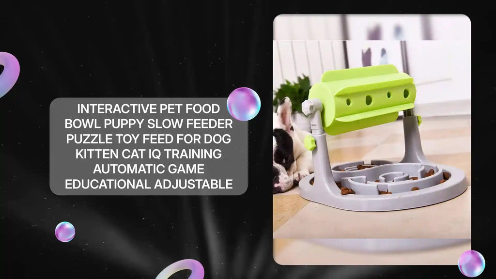 Interactive Pet Food Bowl Puppy Slow Feeder Puzzle Toy Feed For Dog Kitten Cat IQ Training Automatic Game Educational Adjustable by@Outfy